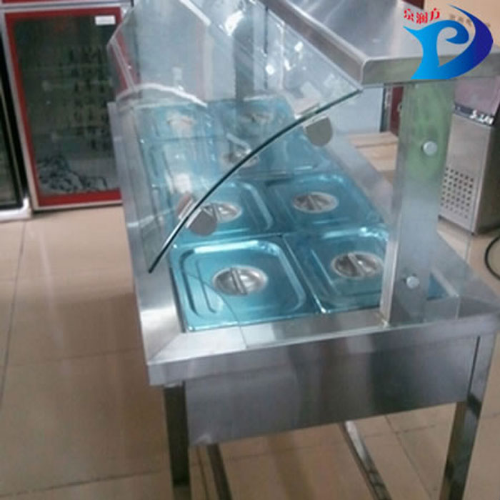 四格保温售饭台带豪华玻璃罩