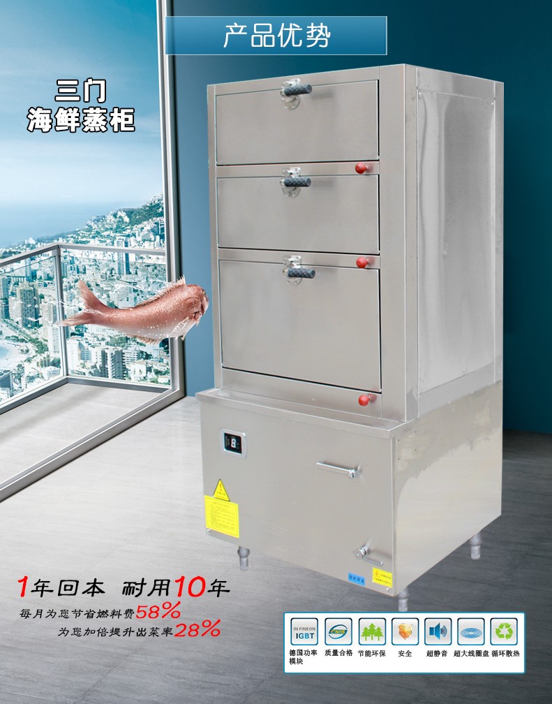 商用电磁三门蒸柜